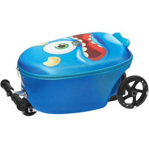 Ride-on resväska, 20x28x52 cm, blå, sparkcykelkoffert