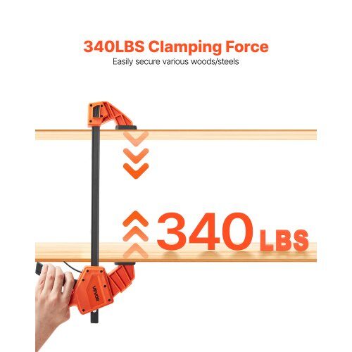 Skruvtvinge, 2-pack enhands tving/spännare, 53x24.1x3.5 cm, orange, plast och kolstål