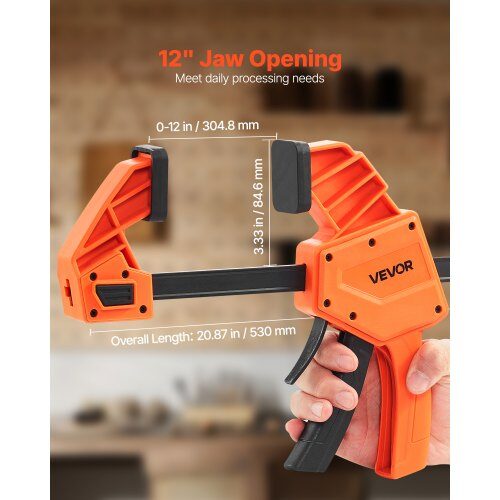 Skruvtvinge, 2-pack enhands tving/spännare, 53x24.1x3.5 cm, orange, plast och kolstål