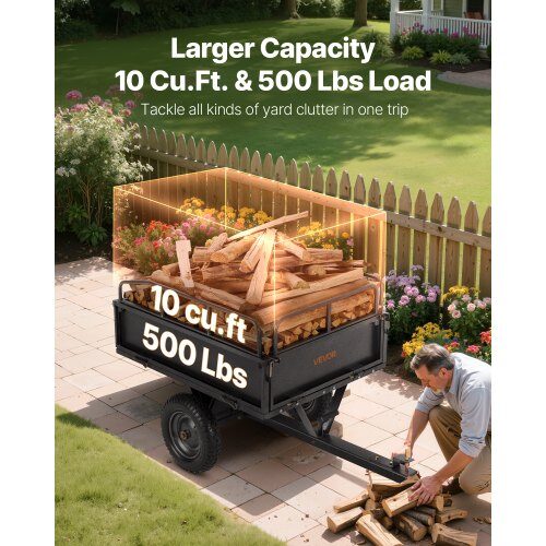 Havevogn, 142x76x70 cm, Stål, Robust trailer til haven