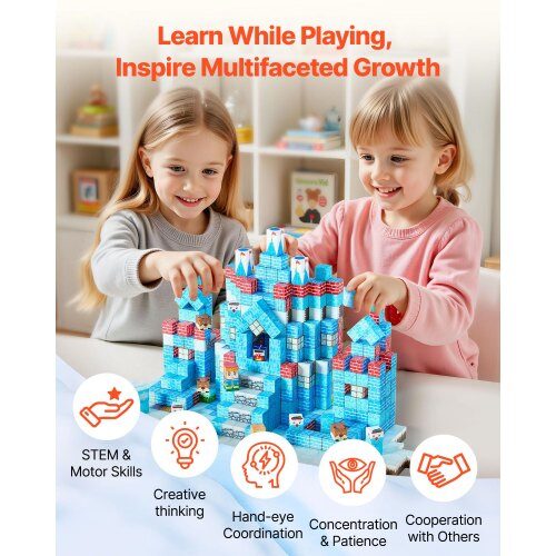 Magneettiset rakennuspalikat Glacier Castle -setti 20x20x20 mm, STEM, muovi