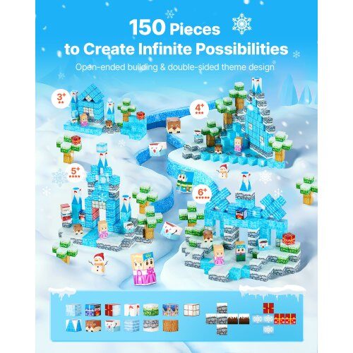 Magneettiset rakennuspalikat Glacier Castle -setti 20x20x20 mm, STEM, muovi