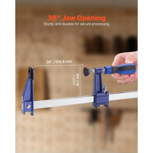 Skruvtvingar, 2-pack, 91.4 cm öppning, 63.5 mm djup, svart, gjutjärn och kolstål
