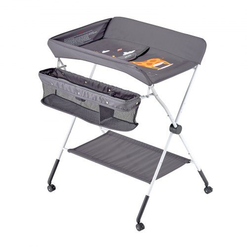 Skötbord, 84.8x74.5x103-109 cm, mörkgrå, fällbar förvaring
