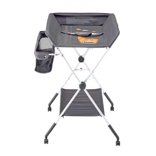 Skötbord, 84.8x74.5x103-109 cm, mörkgrå, fällbar förvaring