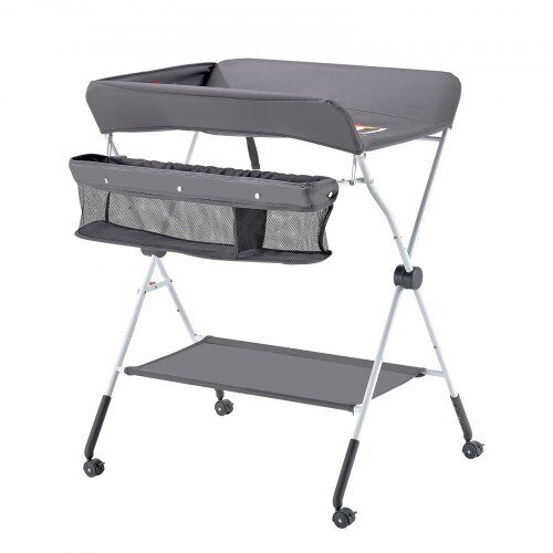 Skötbord, 84.8x74.5x103-109 cm, mörkgrå, fällbar förvaring