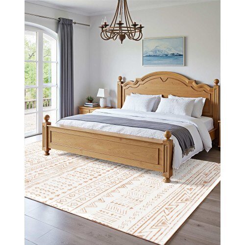 Matto 152x213 cm beige pestävä liukumaton pehmeä matto