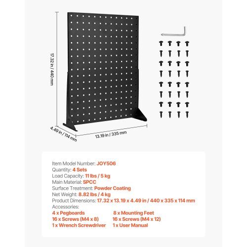 Pegboard Display Ställ, 43x33 cm, Svart, Stål