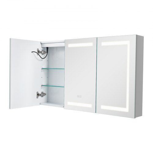 Medicinskåp, Spegel med belysning, 100x60 cm, Dimbar LED, Härdat glas