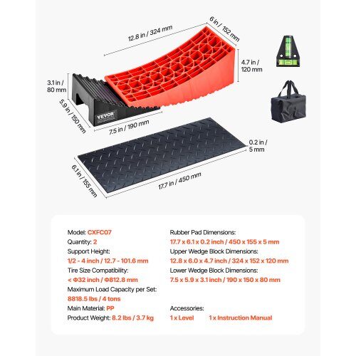 Campingvognsudlignere, 2 stk., 32,4x15,2x12 cm, kraftig model