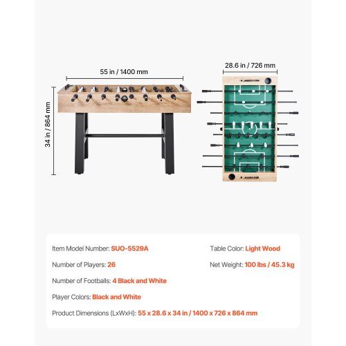 Fotbollsbord, 140x72.6x86.4 cm, Inomhus, Hållbart