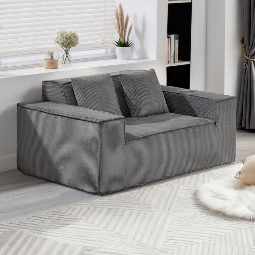 Loveseat-soffa, 160x94x72 cm, Grå, Manchestertyg