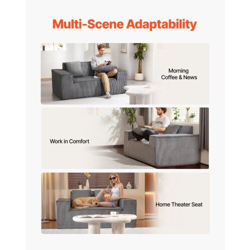 Loveseat-soffa, 160x94x72 cm, Grå, Manchestertyg