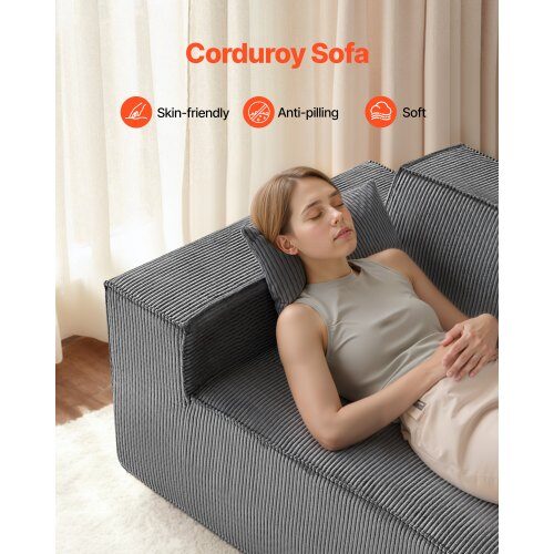 Loveseat-soffa, 160x94x72 cm, Grå, Manchestertyg