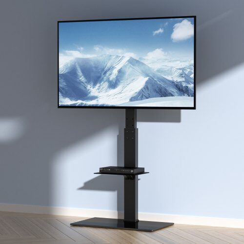 TV-bord, Drejeligt højt TV-bord 70x40x140 cm, Justerbart, Hærdet glas