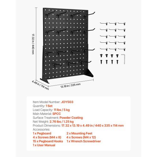 Pegboard Display Ställ, 43x33 cm, Svart, Stål