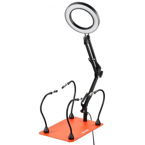 Loddearbejdsstation, Magnetiske hjælpearme med 4 fleksible arme, 279x178x3 mm, Stål