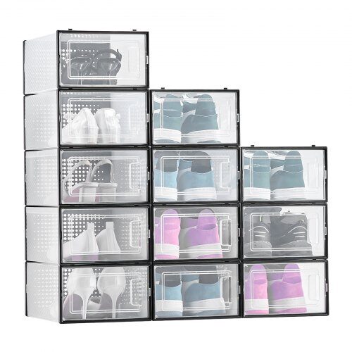Skobokse, 334x230x145 mm, Sort, Stabelbar opbevaring i plast