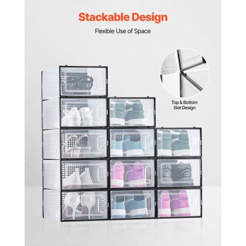 Skobokse, 334x230x145 mm, Sort, Stabelbar opbevaring i plast