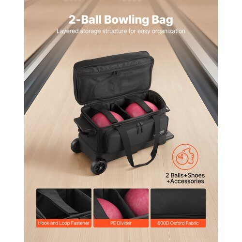 Bowlingkugletaske, 57x27x40 cm, Sort, Opbevaring