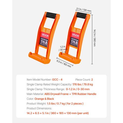Panelbærer, 2 stk., 36x16.5x13 cm, Orange, ABS-plast