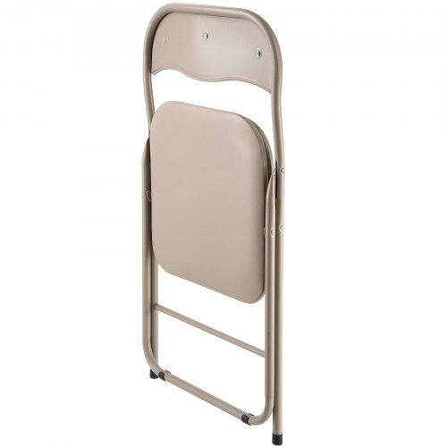 Sammenklappelig stol, 4-pak, 44x43.5x78 cm, khaki, læder, metalstel