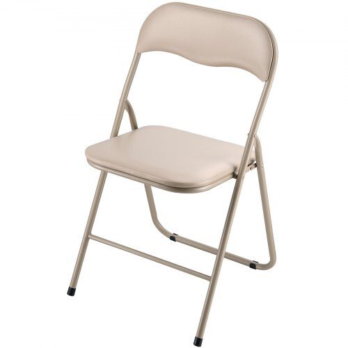 Fällstol, 4-pack, 44x43.5x78 cm, Khaki, Läder, Metallram