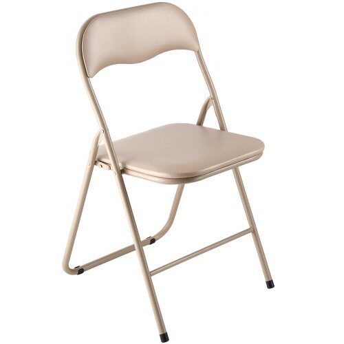 Fällstol, 4-pack, 44x43.5x78 cm, Khaki, Läder, Metallram