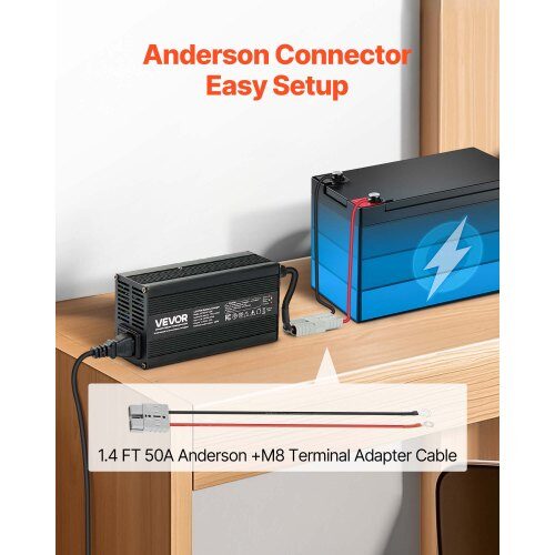 Batteriladdare, 12V 20A LiFePO4 Smart Laddare, AC-DC, LED-indikator, Aluminiumlegering