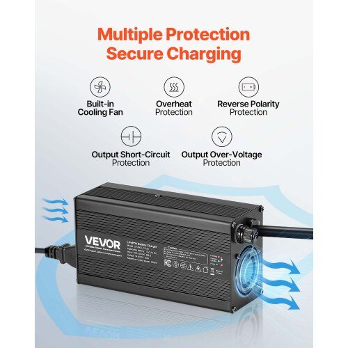 Batteriladdare, 12V 20A LiFePO4 Smart Laddare, AC-DC, LED-indikator, Aluminiumlegering