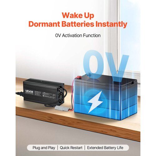 Batteriladdare, 12V 20A LiFePO4 Smart Laddare, AC-DC, LED-indikator, Aluminiumlegering