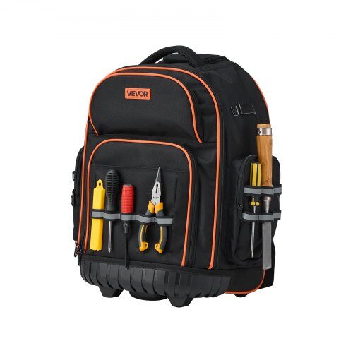 Rullaava työkalureppu, 44x25x48 cm, musta-oranssi, raskas käyttö
