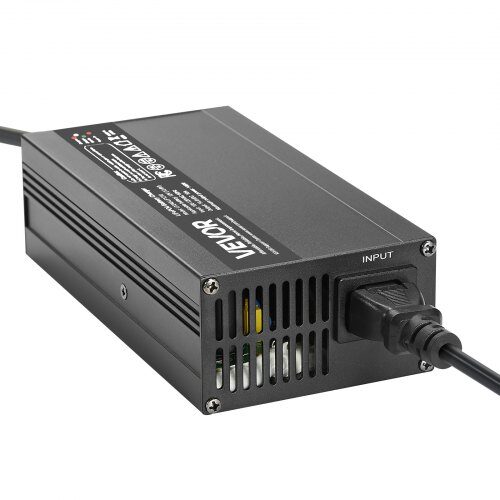 Batterioplader, 12V 10A LiFePO4 Smart Oplader, AC-DC, LED-indikator, Aluminium