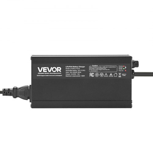 Batterioplader, 12V 10A LiFePO4 Smart Oplader, AC-DC, LED-indikator, Aluminium