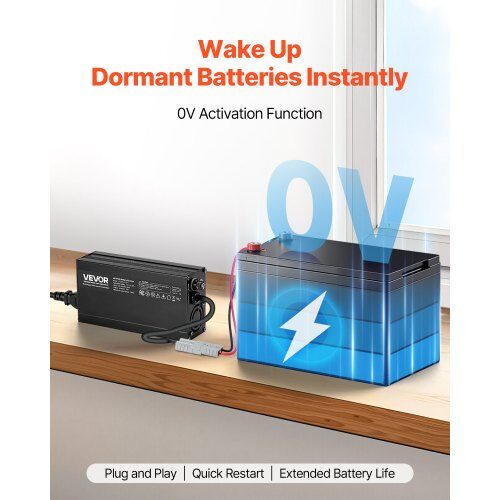 Batterioplader, 12V 10A LiFePO4 Smart Oplader, AC-DC, LED-indikator, Aluminium