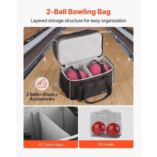 Bowlingkugletaske, 40x31x45 cm, Sort, Opbevaring