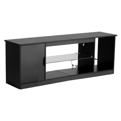 TV-taso, 148x35x52.5 cm, musta, puinen säilytys