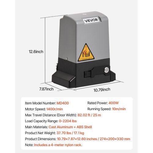 Automatisk grindöppnare 274x200x330 mm, 400W, Skjutbar, Infraröd sensor