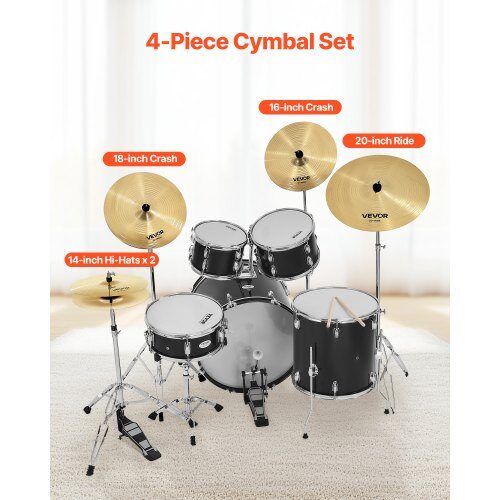 Cymbalset, 4 delar, 35,5x3 cm, 40x3 cm, 45,5x3 cm, 50,5x3,5 cm, Ljus koppar, Legering