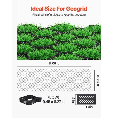 Grusgaller, 520x270 cm, 10 cm djup, genomsläpplig uppfartstabilisering, HDPE