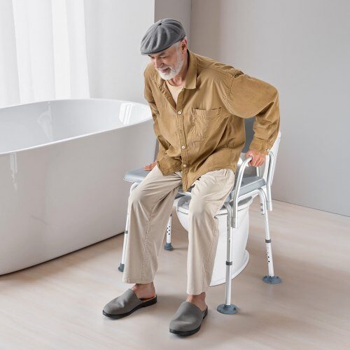 Senge-bækkenstol, 49.5x78x81.5 cm, Justerbar højde, Toiletstol til voksne