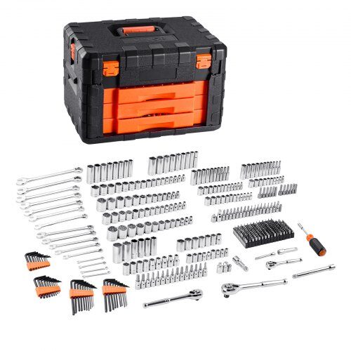 Mekaniker Verktygssats, 450 delar, 455x325x290 mm, Orange, Stål