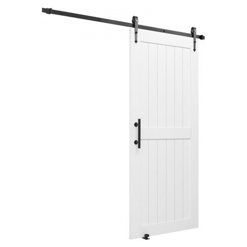 Skydedør i lade-stil, 91.4x213.4 cm, Hvid, MDF-panel