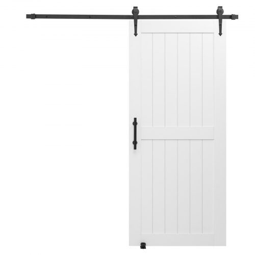 Skydedør i lade-stil, 91.4x213.4 cm, Hvid, MDF-panel
