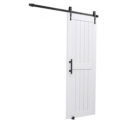 Skydedør i lade-stil, 76.2x213.4 cm, Hvid, MDF-plade