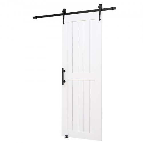 Skydedør i lade-stil, 76.2x213.4 cm, Hvid, MDF-plade