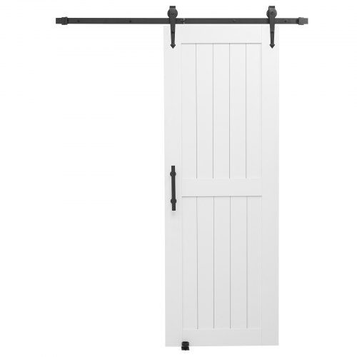 Skydedør i lade-stil, 76.2x213.4 cm, Hvid, MDF-plade
