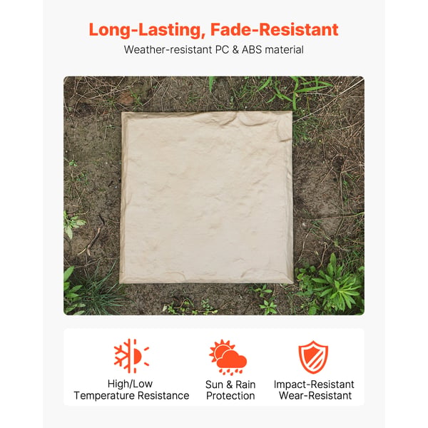 Trädgårdsplattor, 39,5x39,5x2,6 cm, Beige, Plast