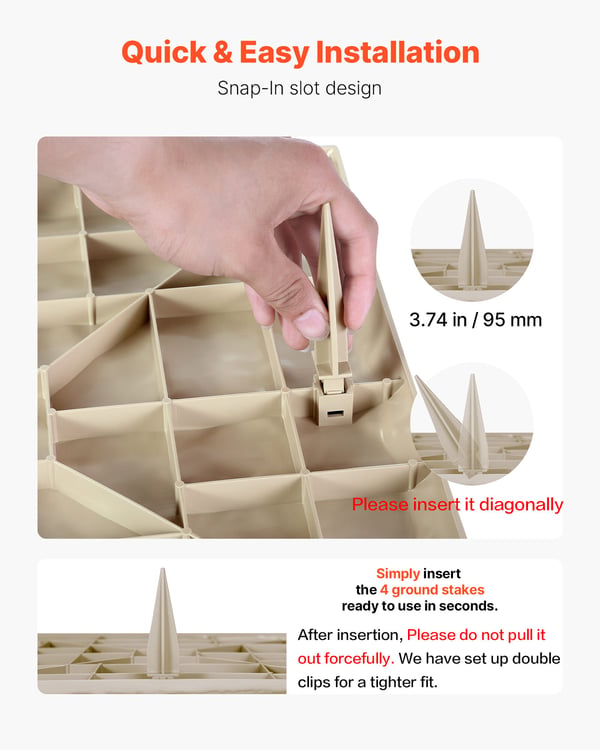 Trädgårdsplattor, 39,5x39,5x2,6 cm, Beige, Plast