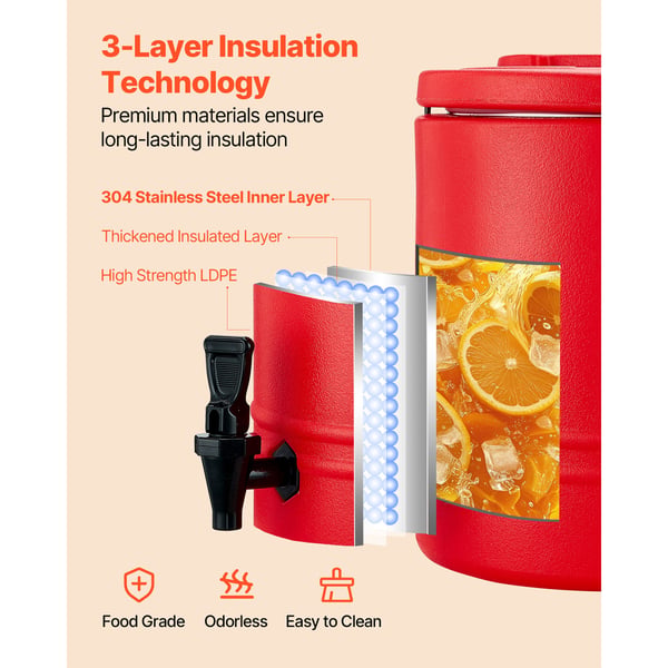 Isoleret drikkevaredispenser, 29.5x29.5x34.5 cm, rustfrit stål